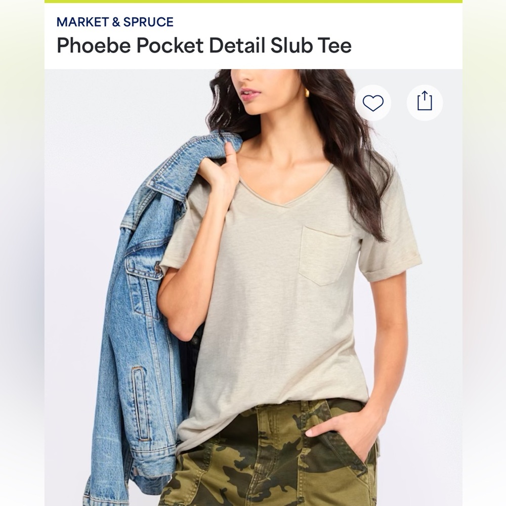 NWT Market & Spruce Phoebe Pocket Detail Slub Tee